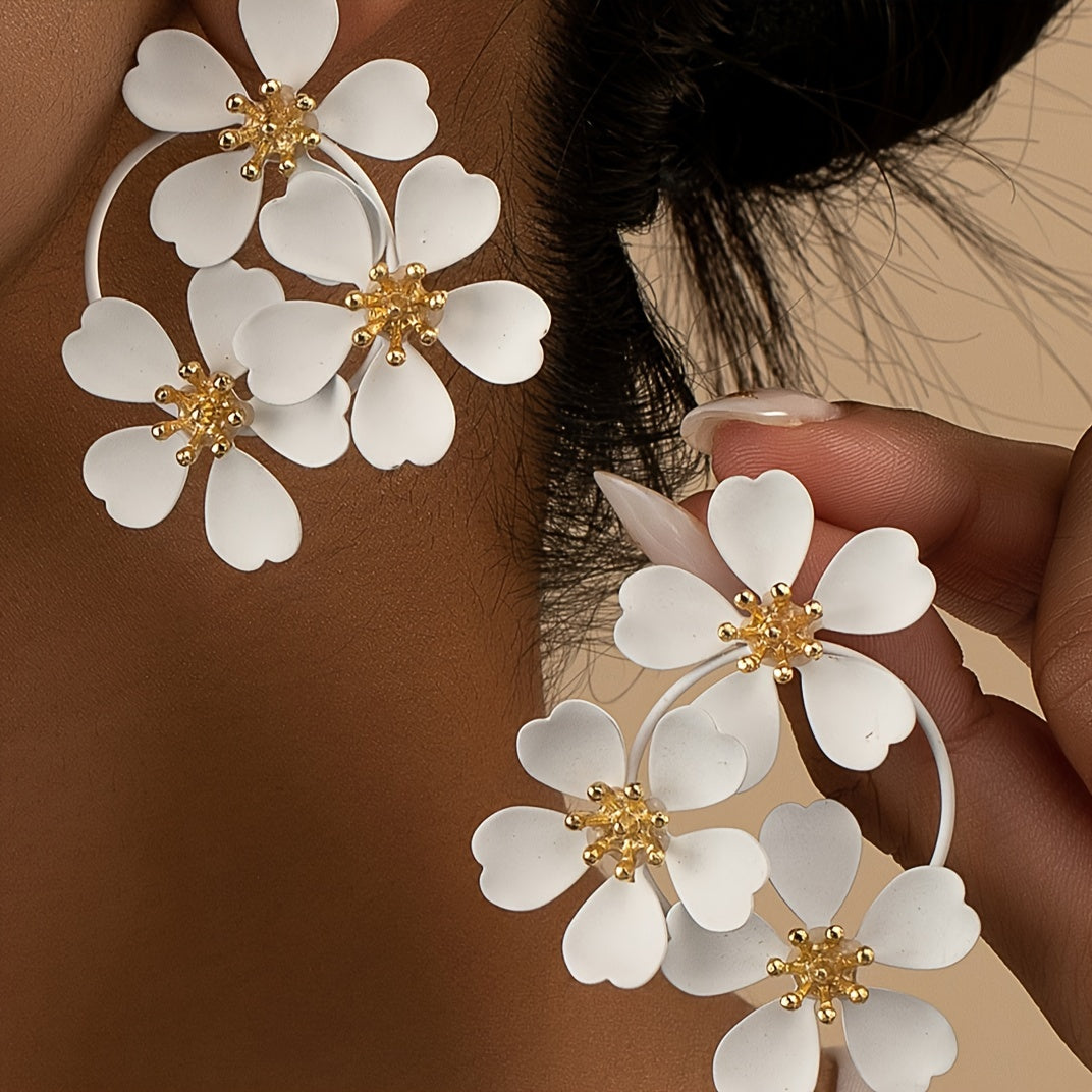 Muse Essentials - Flower Design Stud Earrings Iron Elegant Sexy Style Earrings