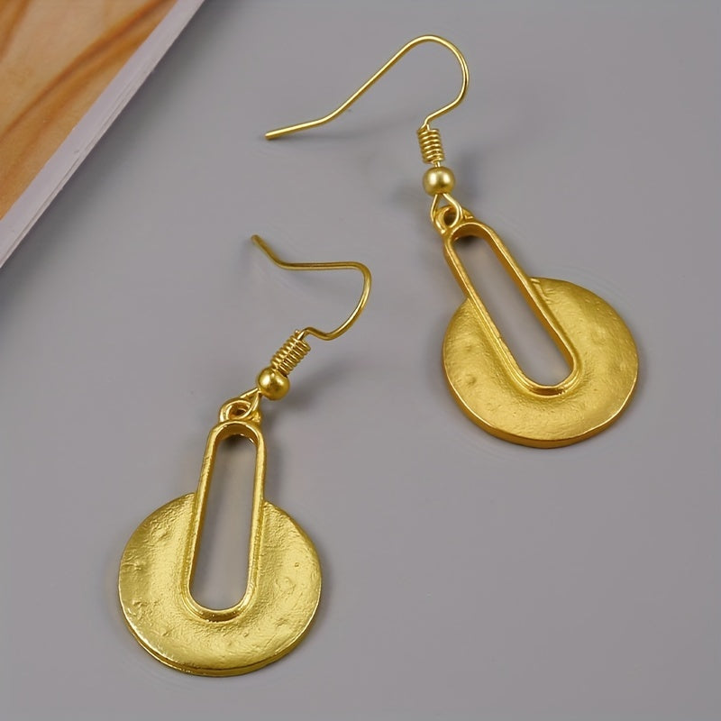 Muse Essentials - Golden Round Dangle Earrings Retro Bohemian Style