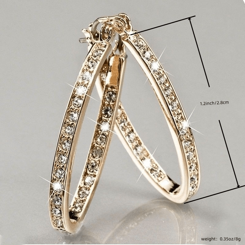 Muse Essentials - 14K Plated Hoop Earrings Stylish Zircon Inlaid Large Round Earrings