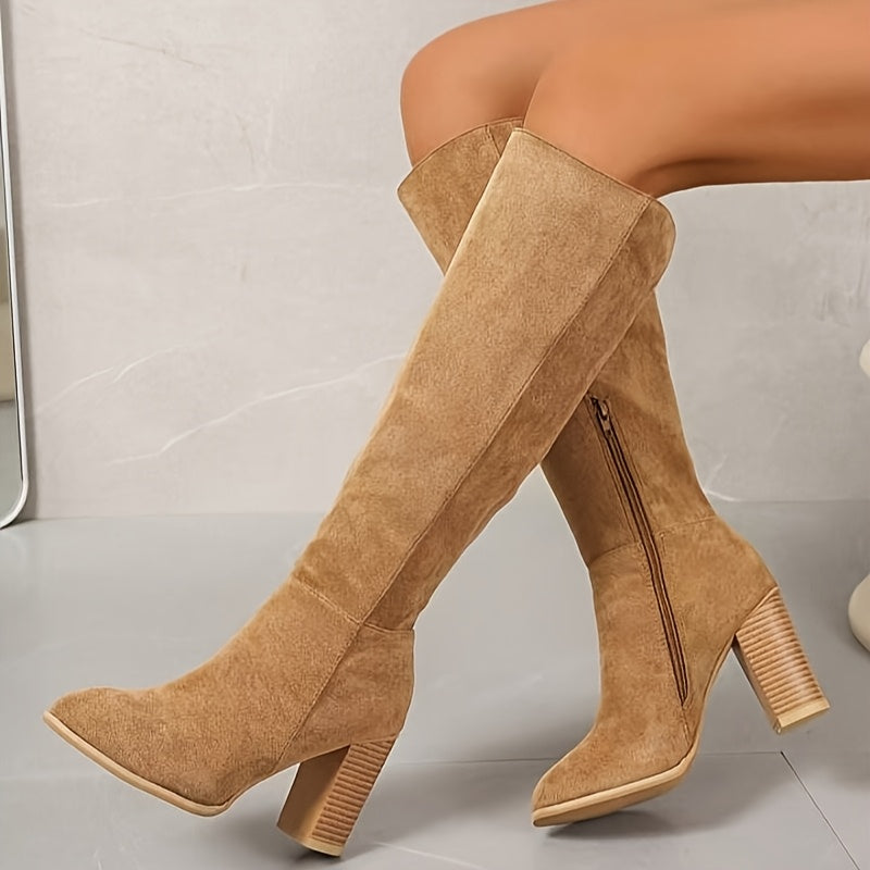 The Muse - Long Fashion Boots in Light Brown - Comfortable & Lightweight