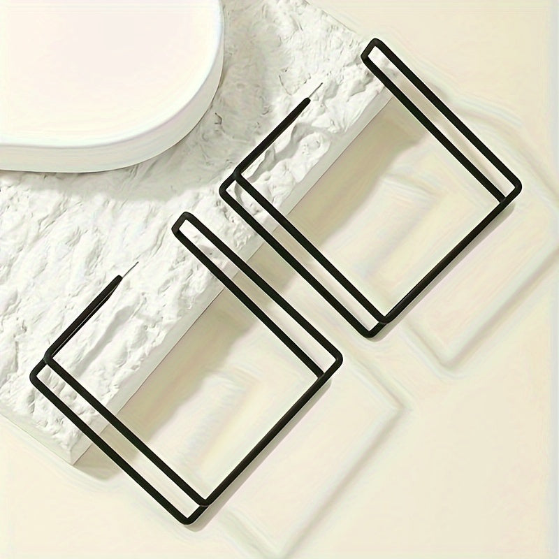Muse Essentials - Metal Feeling Big Square Frame Hoop Earrings