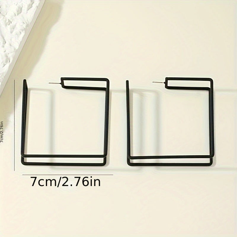 Muse Essentials - Metal Feeling Big Square Frame Hoop Earrings