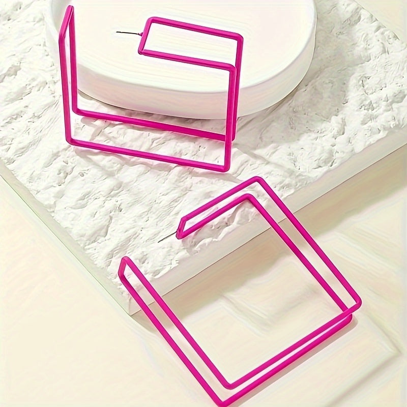 Muse Essentials - Metal Feeling Big Square Frame Hoop Earrings