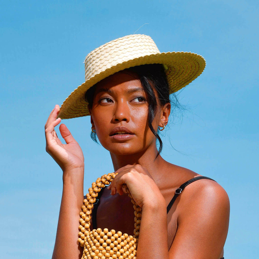 Ivy's Crown - Stylish Woven Straw Hat In Natural Beige
