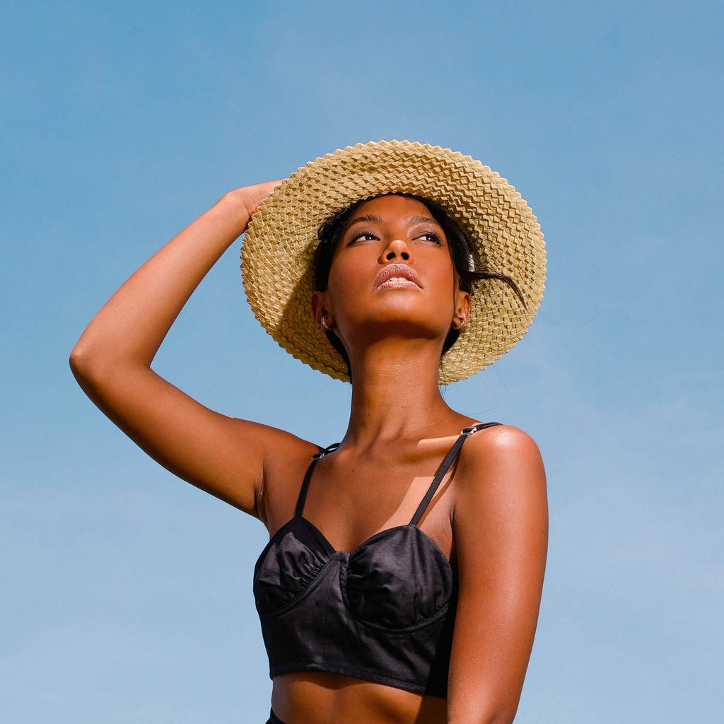 Ivy's Crown - Stylish Woven Straw Hat In Natural Beige