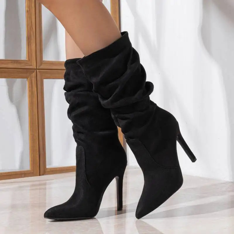 Ivy Muse - Suede Trendy Color Thin Heel Ankle Boots