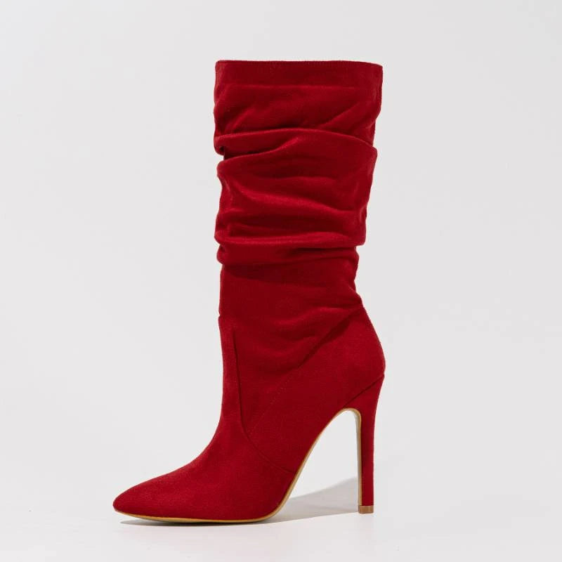Ivy Muse - Suede Trendy Color Thin Heel Ankle Boots