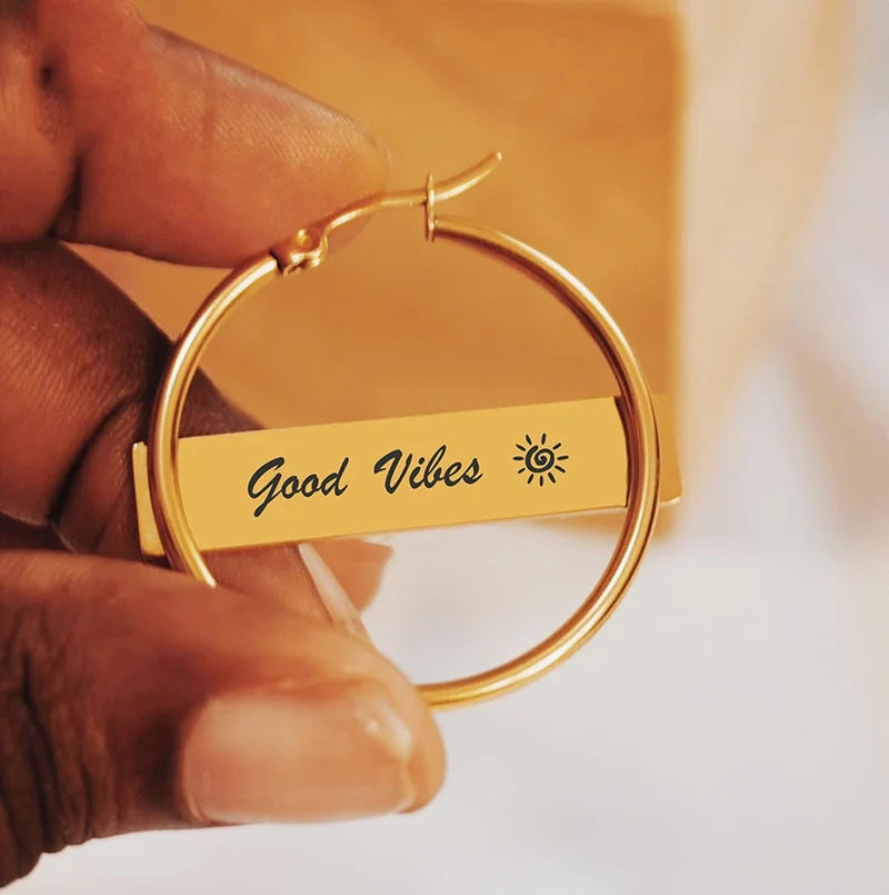 Muse Essentials - Custom Stainless Steel Hoop Engraved Big Earrings