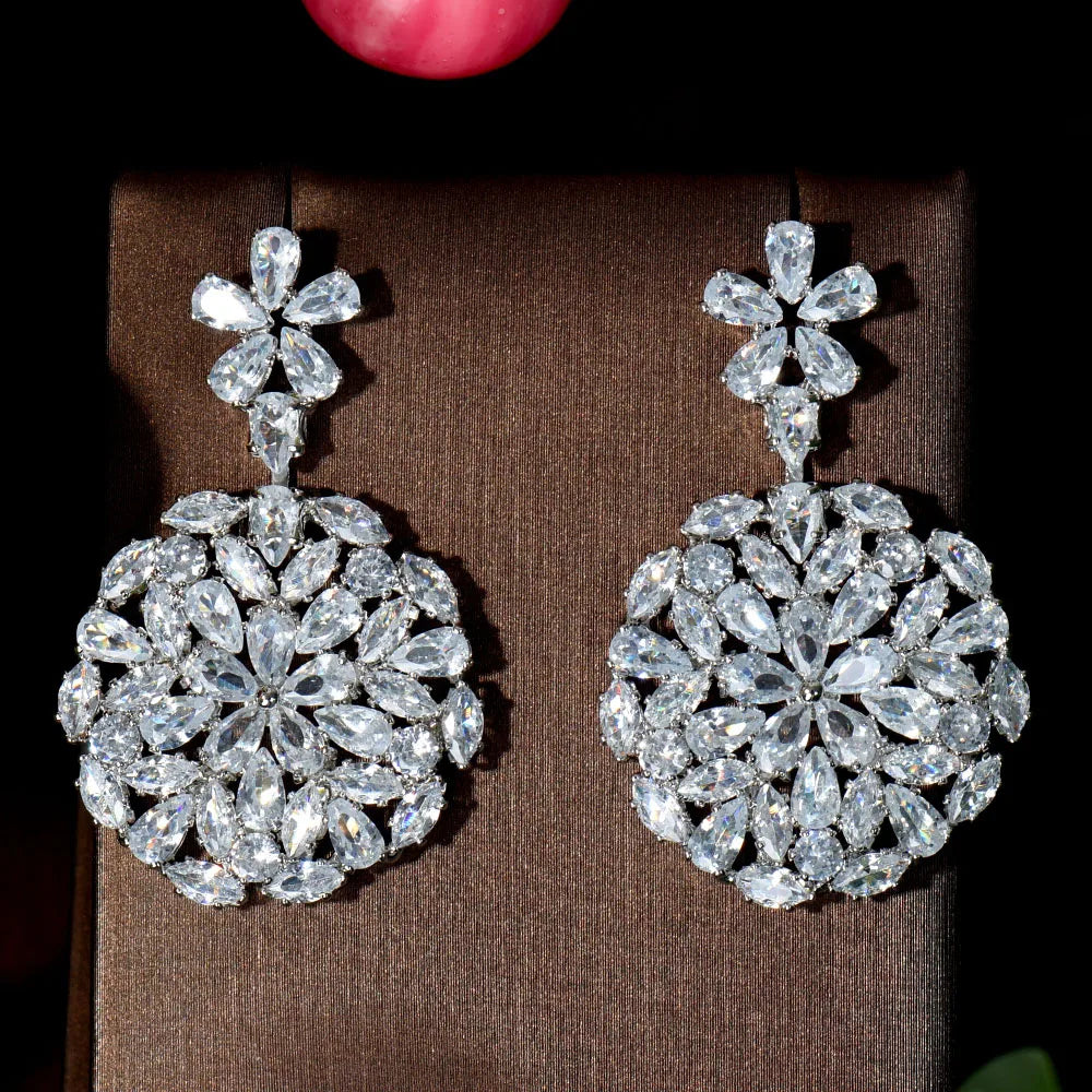 Muse Essentials - Sparkle CZ Water Drop Flower Earrings
