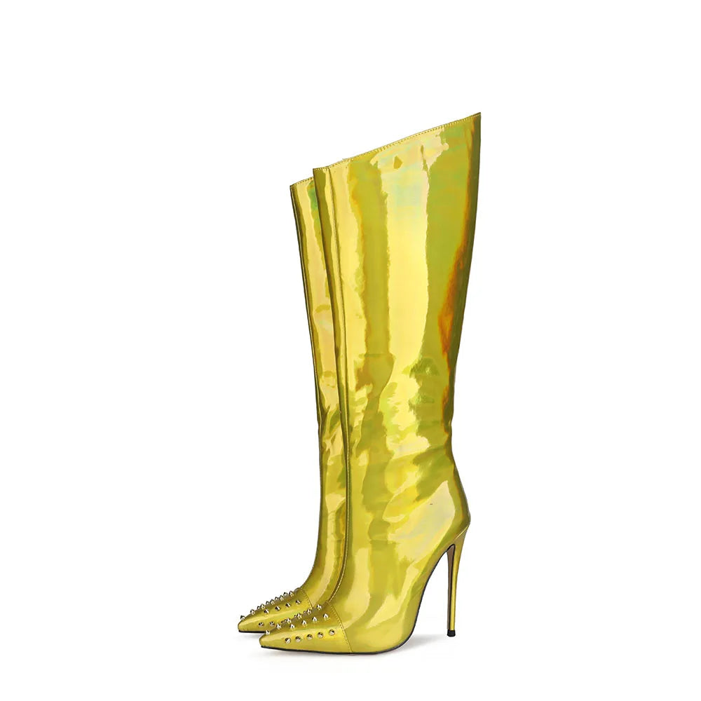 The Muse - Stiletto Glam Heels Colorful Knee High Boots