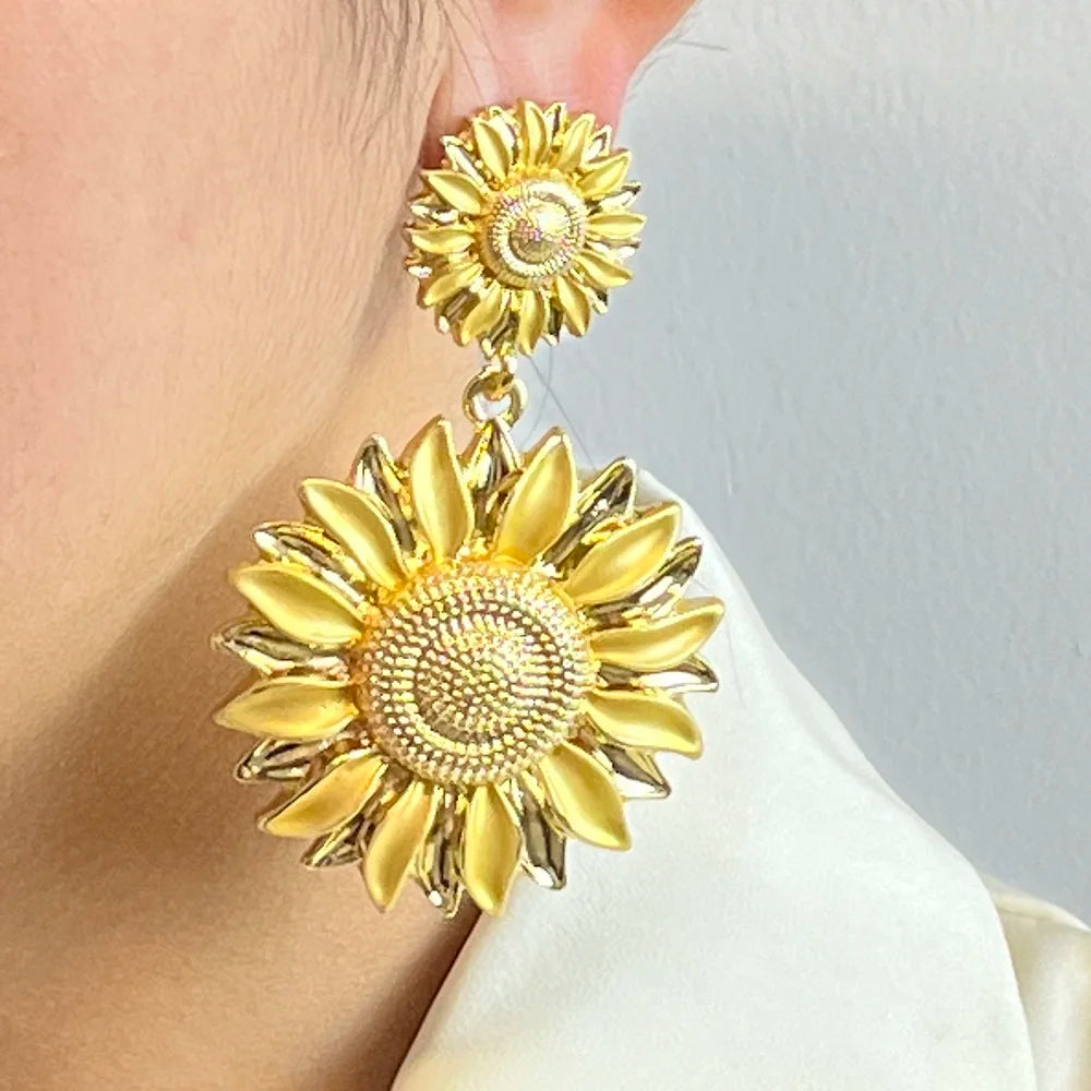 Muse Essentials - Gold Plated Big Earrings Pendant Style