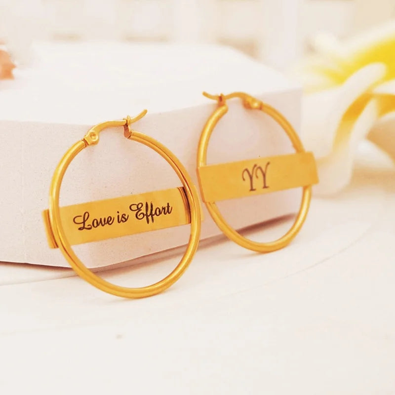 Muse Essentials - Custom Stainless Steel Hoop Engraved Big Earrings