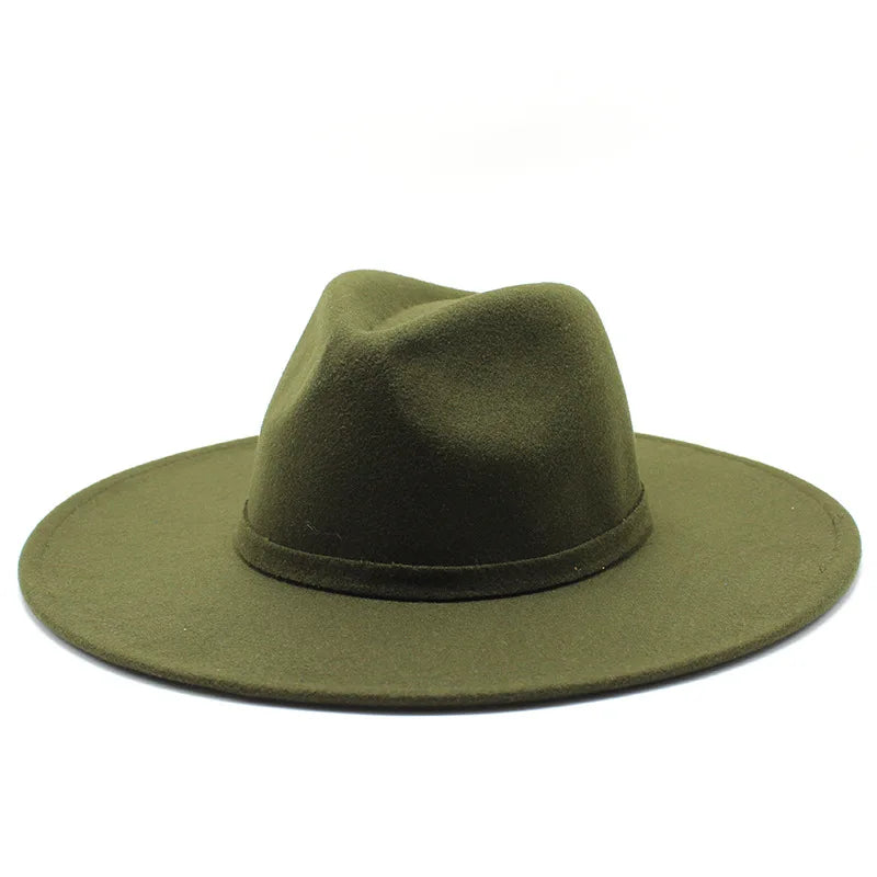 Ivy's Crown - 9.5CM Wide Brim Imitation Wool Fedora Hat
