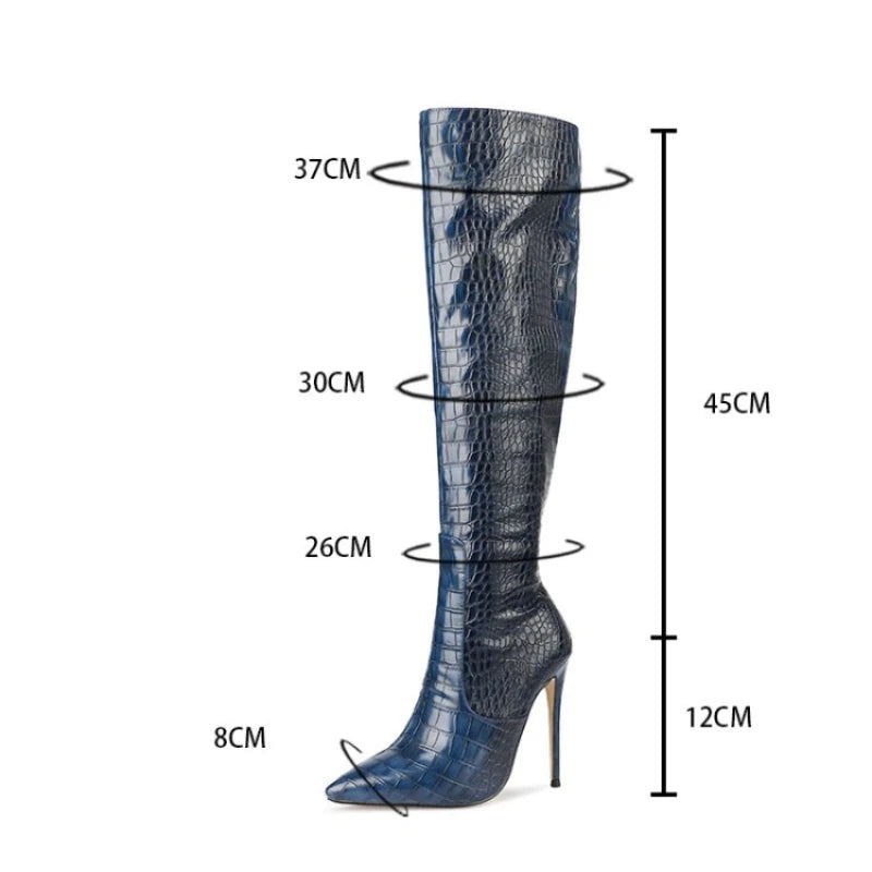 The Muse Step Edit Women's Fashion Sexy Two-tone Snake Knee High Boots