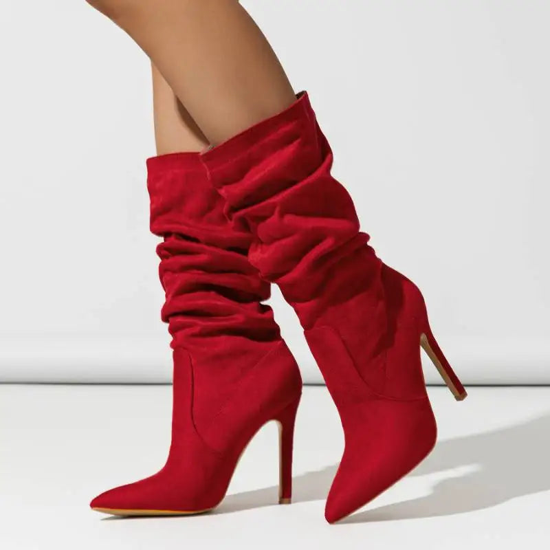 Ivy Muse - Suede Trendy Color Thin Heel Ankle Boots