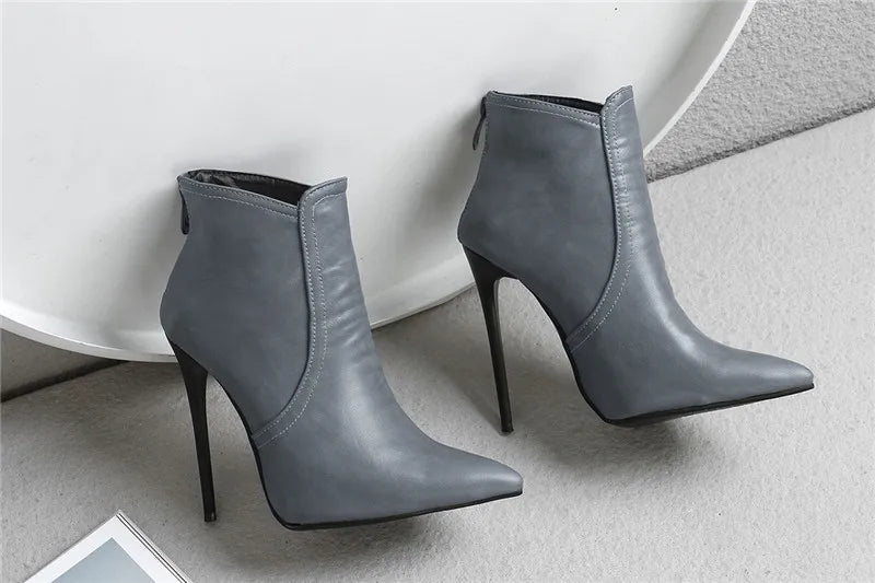 Be Mused - Black Women's high-heeled Ankle Boots Point Toe Sexy Short Boot