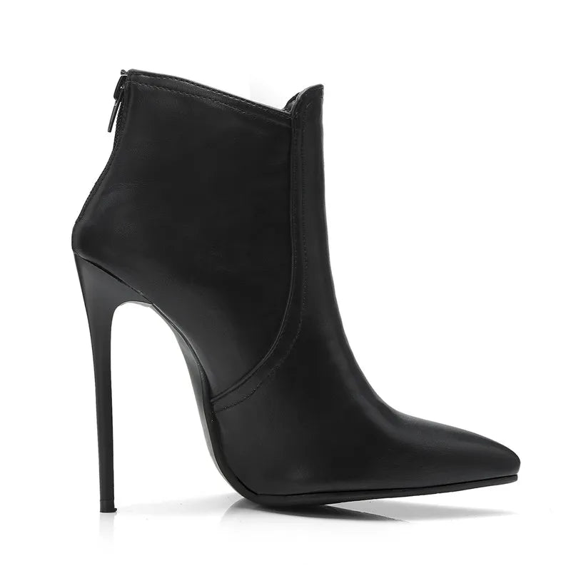 Be Mused - Black Women's high-heeled Ankle Boots Point Toe Sexy Short Boot