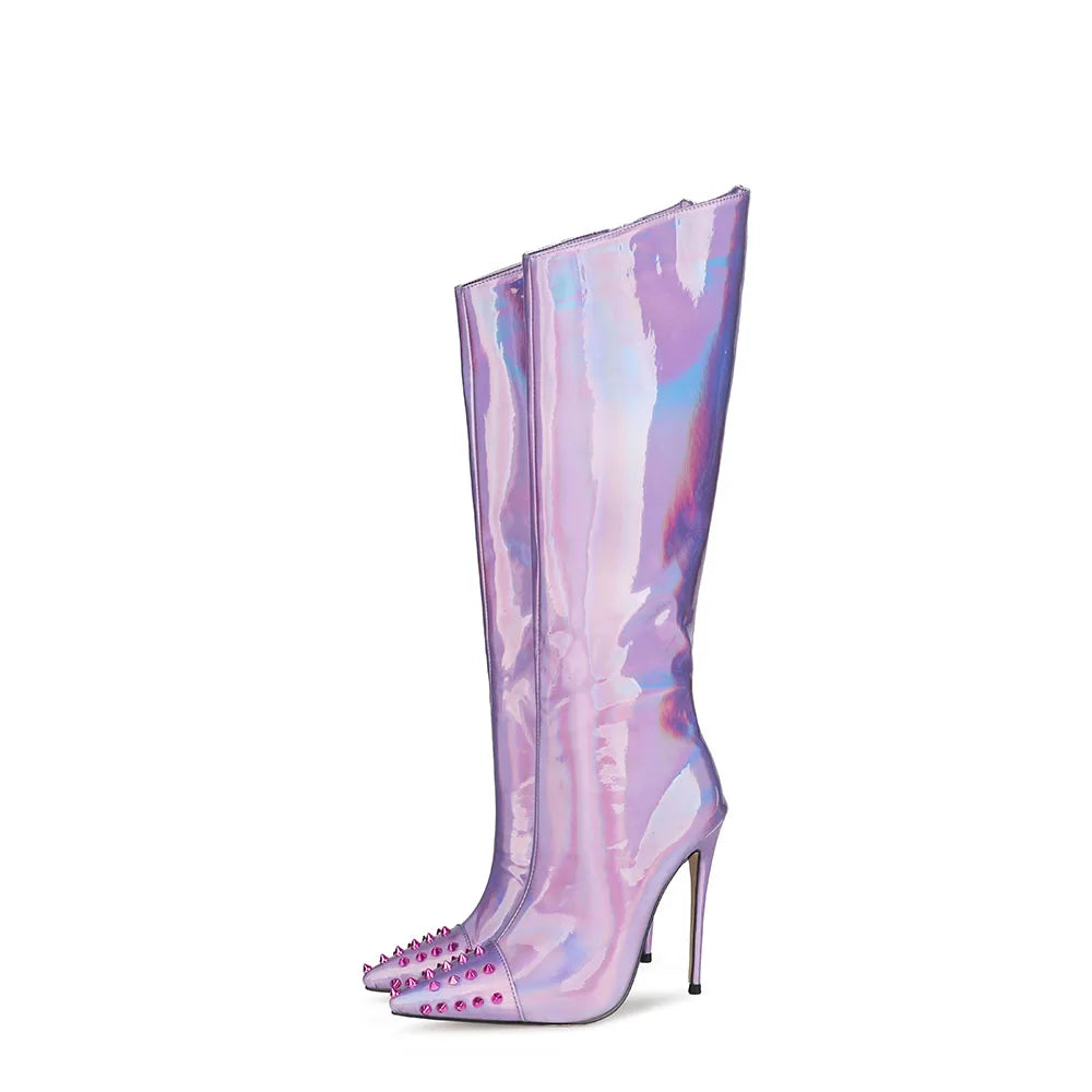 The Muse - Stiletto Glam Heels Colorful Knee High Boots