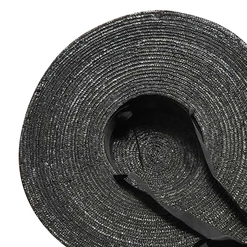 Ivy's Crown Luxurious Large Wide Brim Flat Top Sun Straw Hat