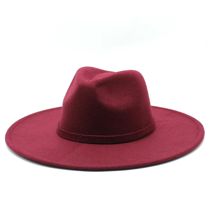 Ivy's Crown - 9.5CM Wide Brim Imitation Wool Fedora Hat