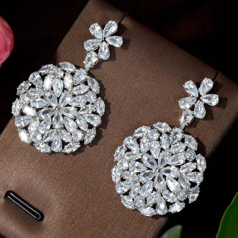 Muse Essentials - Sparkle CZ Water Drop Flower Earrings