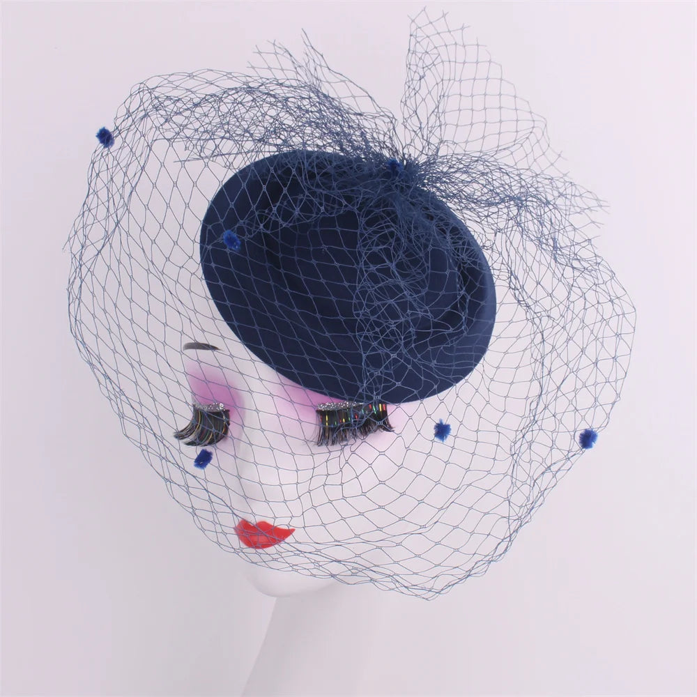 Ivy's Crown Black Veil Top Hat Retro Fascinator Hat