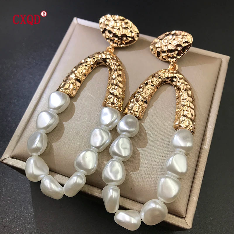 Muse Essentials - Handmade Big Long Oval Glass Beads Earrings