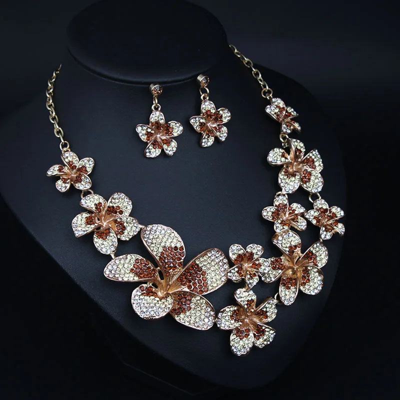 Muse Essentials Luxury Full Crystal Flower Jewelry Set