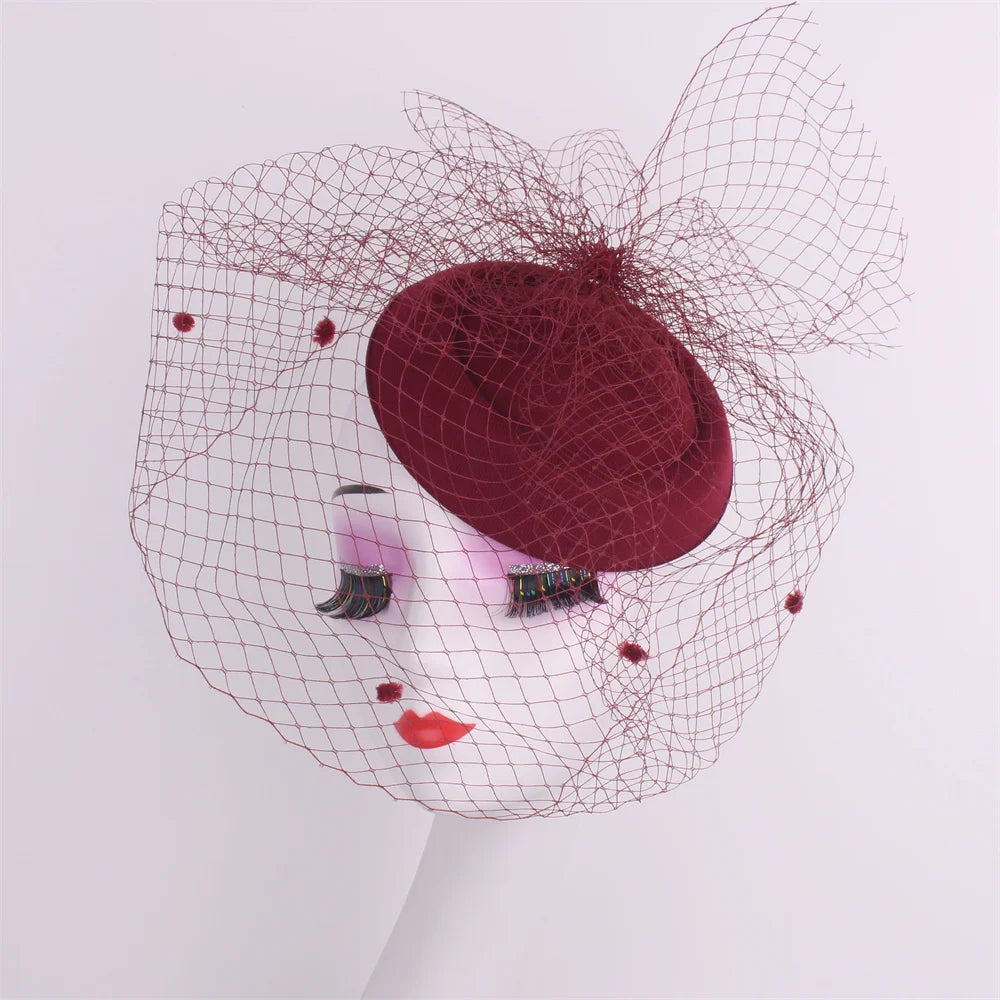 Ivy's Crown Black Veil Top Hat Retro Fascinator Hat