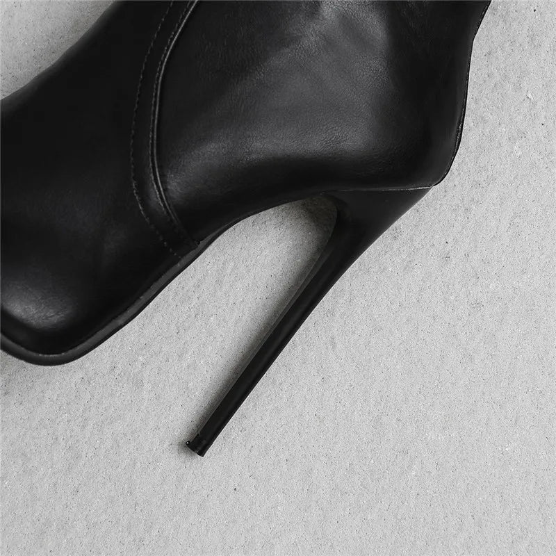 Be Mused - Black Women's high-heeled Ankle Boots Point Toe Sexy Short Boot