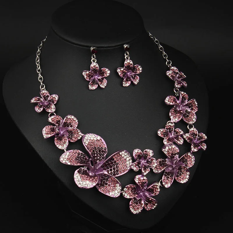 Muse Essentials Luxury Full Crystal Flower Jewelry Set