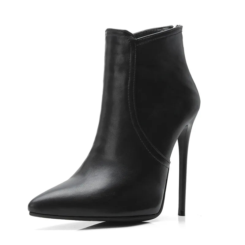 Be Mused - Black Women's high-heeled Ankle Boots Point Toe Sexy Short Boot