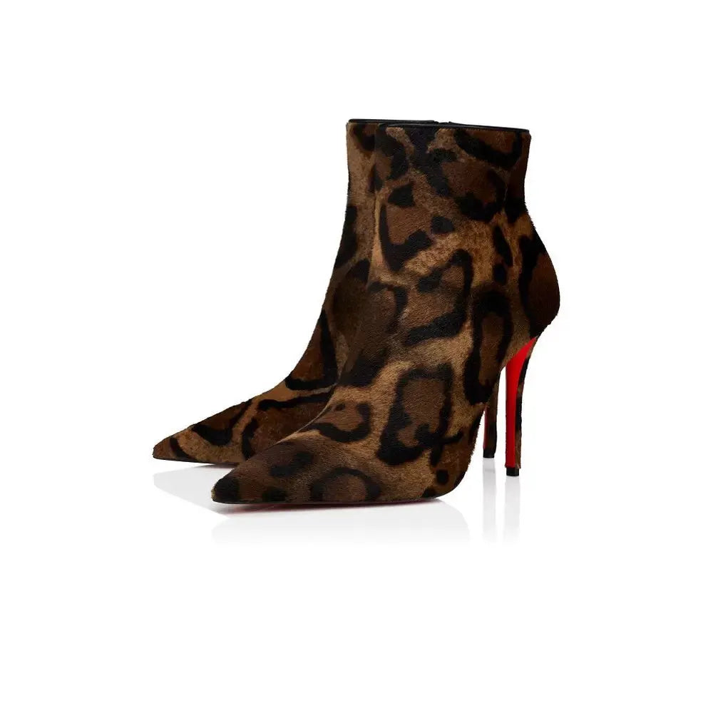 The Muse Step Edit Women's New Red Bottoms Slim High-Heeled Red Bottom Boots with Fashionable Pointed Side Zipper