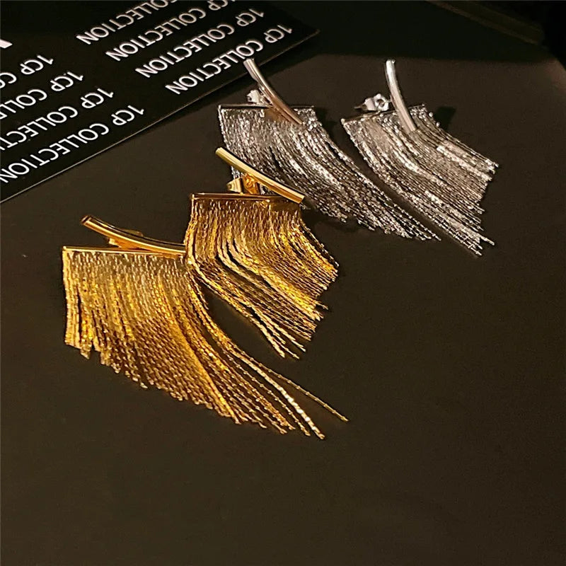 Muse Essentials - Fashion Statement Earring Long Gold Color Tassel Earrings