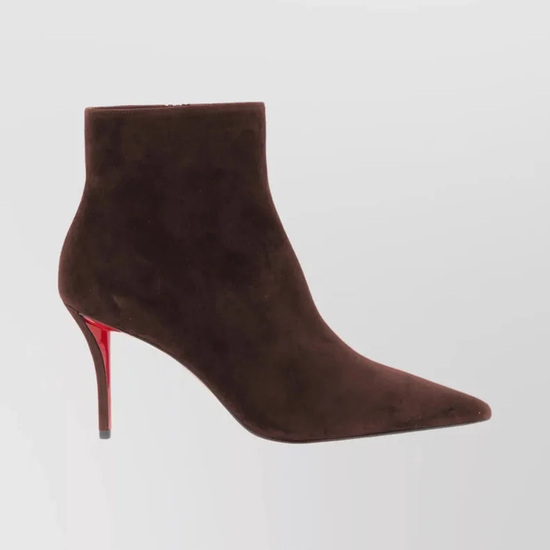 The Muse Step Edit Women's New Red Bottoms Slim High-Heeled Red Bottom Boots with Fashionable Pointed Side Zipper