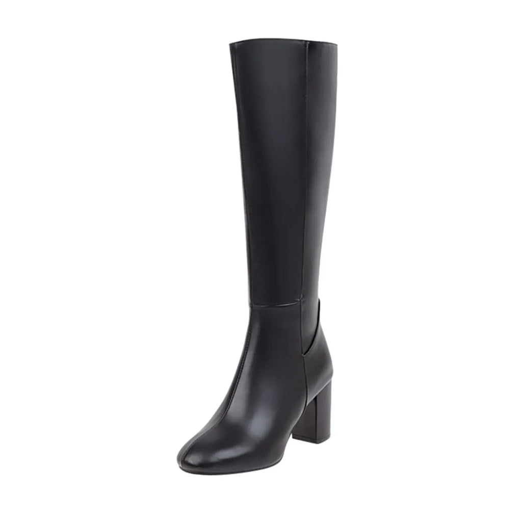 The Muse Step Edit Women's High Boots Fashion Soft Leather Back Zipper Long Boots