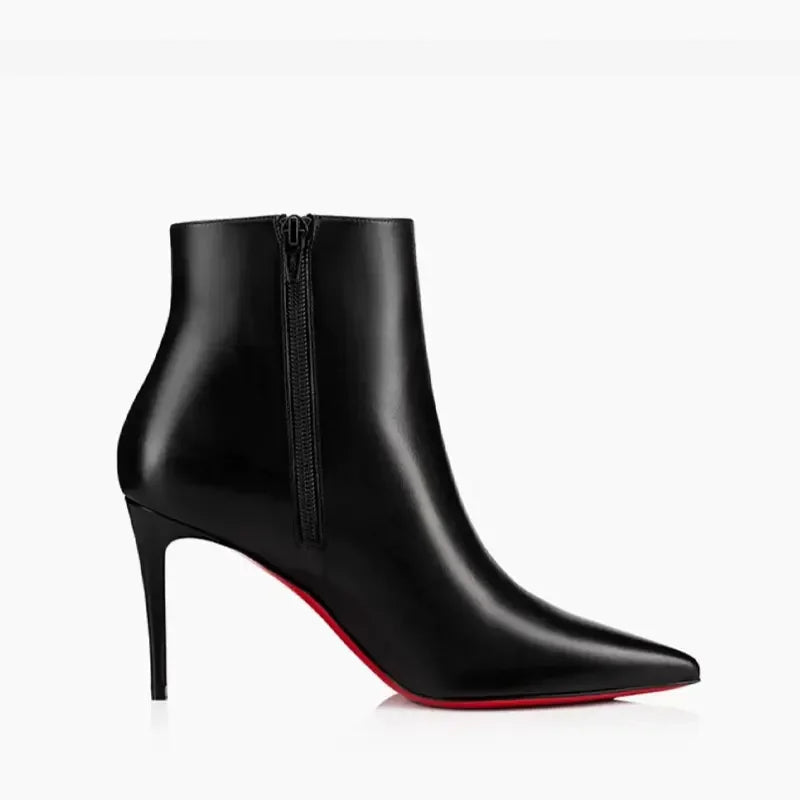 The Muse Edit New Classy High Heel Knee Fashion Pointed Side Zipper Fashion Women's Mid Top Boots