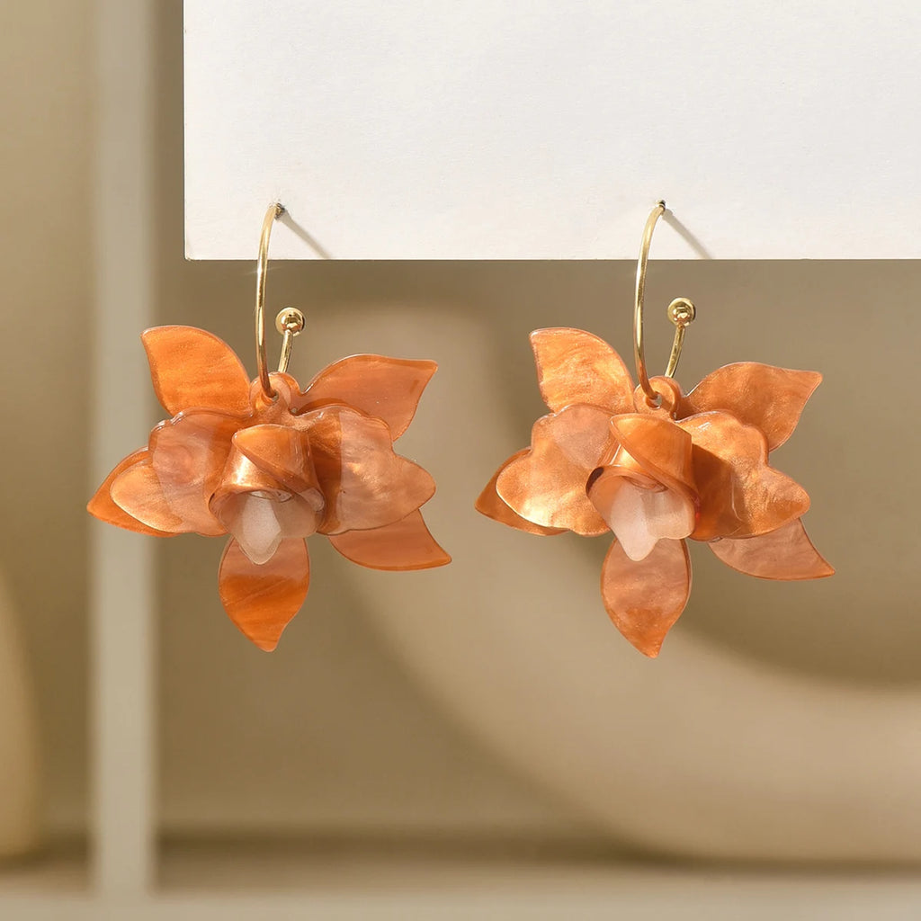 Muse Essentials - Big Lily Style Metal Acrylic Petal Earrings