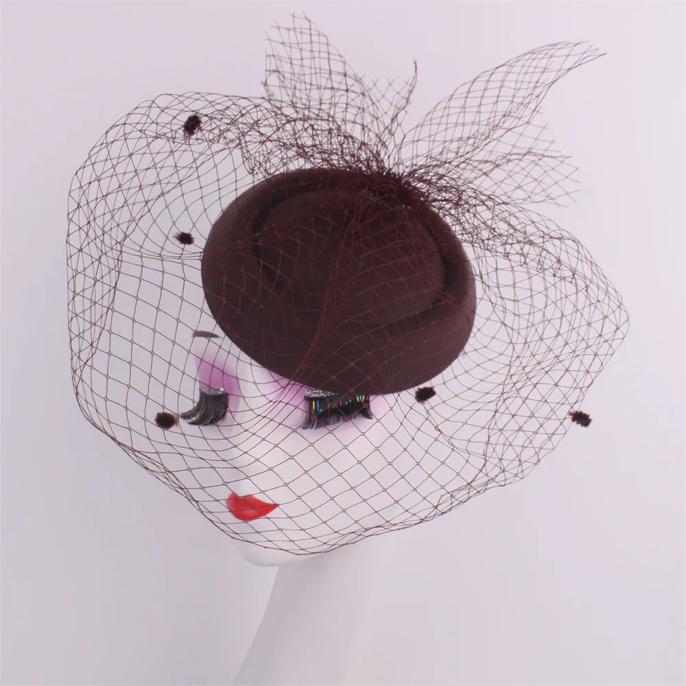 Ivy's Crown Black Veil Top Hat Retro Fascinator Hat