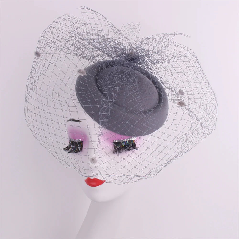 Ivy's Crown Black Veil Top Hat Retro Fascinator Hat