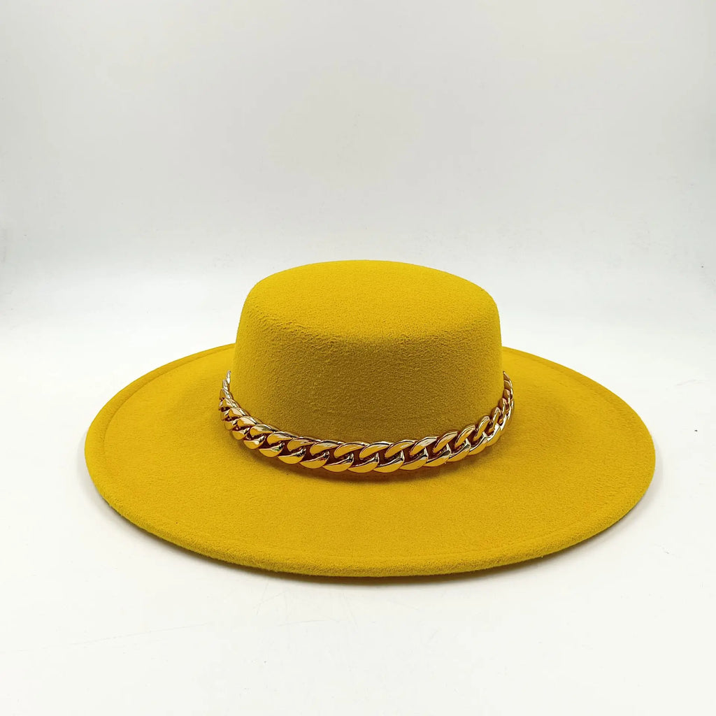Ivy's Crown Brim Fedora Hat Flat Brim