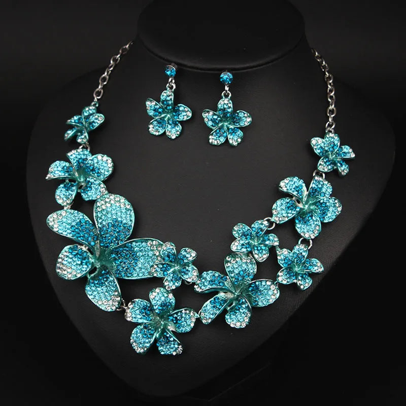 Muse Essentials Luxury Full Crystal Flower Jewelry Set