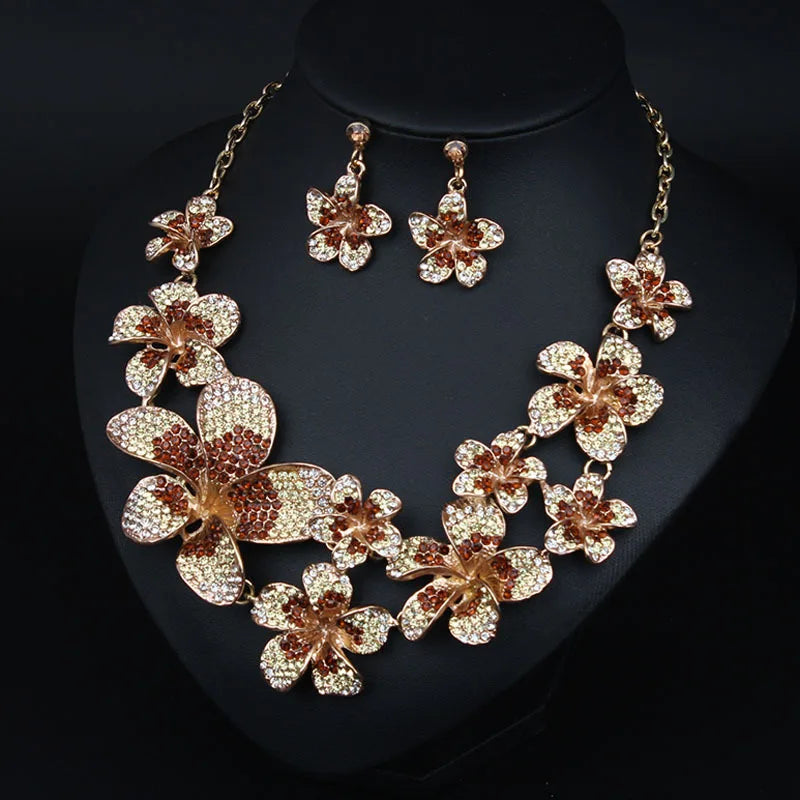 Muse Essentials Luxury Full Crystal Flower Jewelry Set