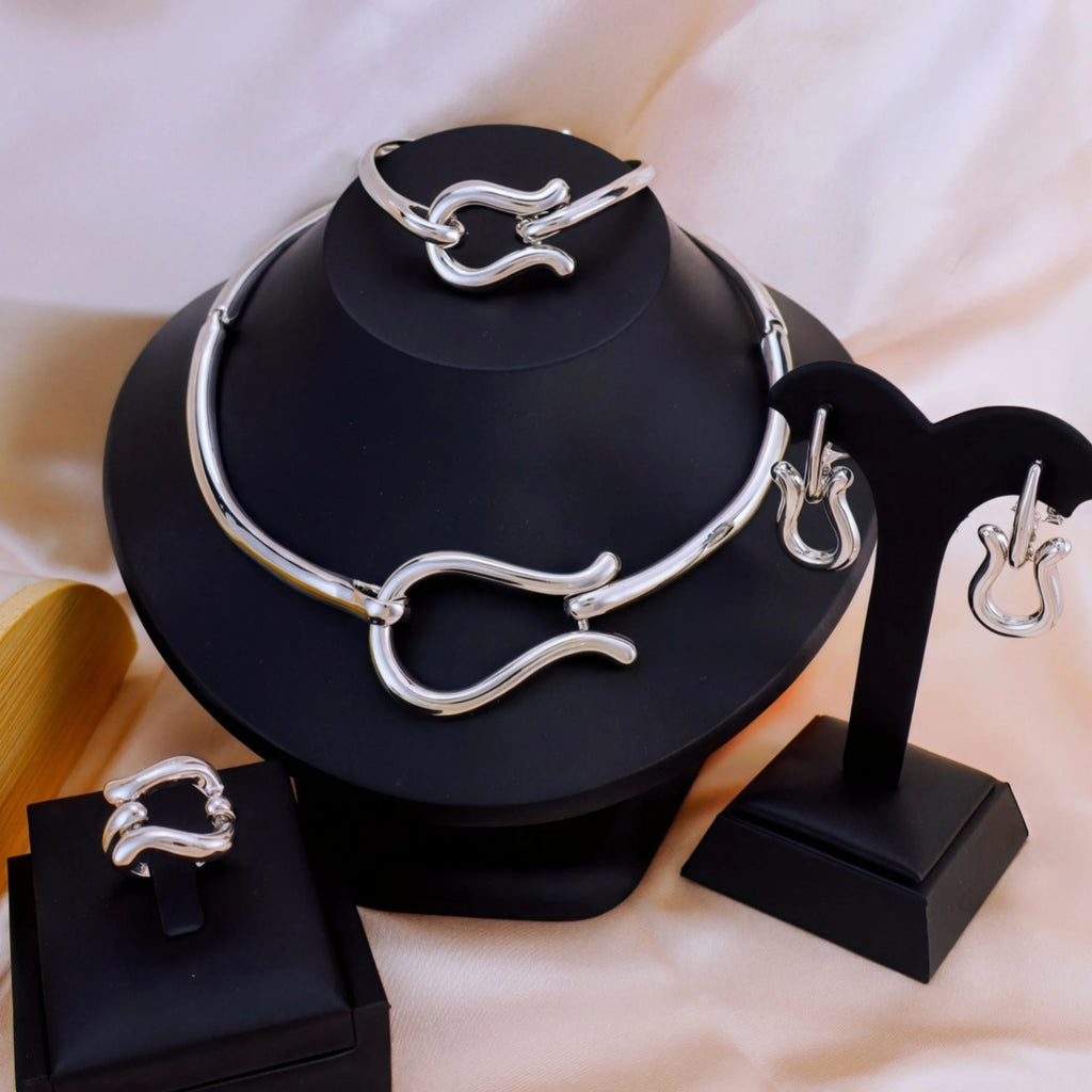 Muse Essentials Fashion Jewelry Sets For Women Gold Color Choker Necklace Earring Set