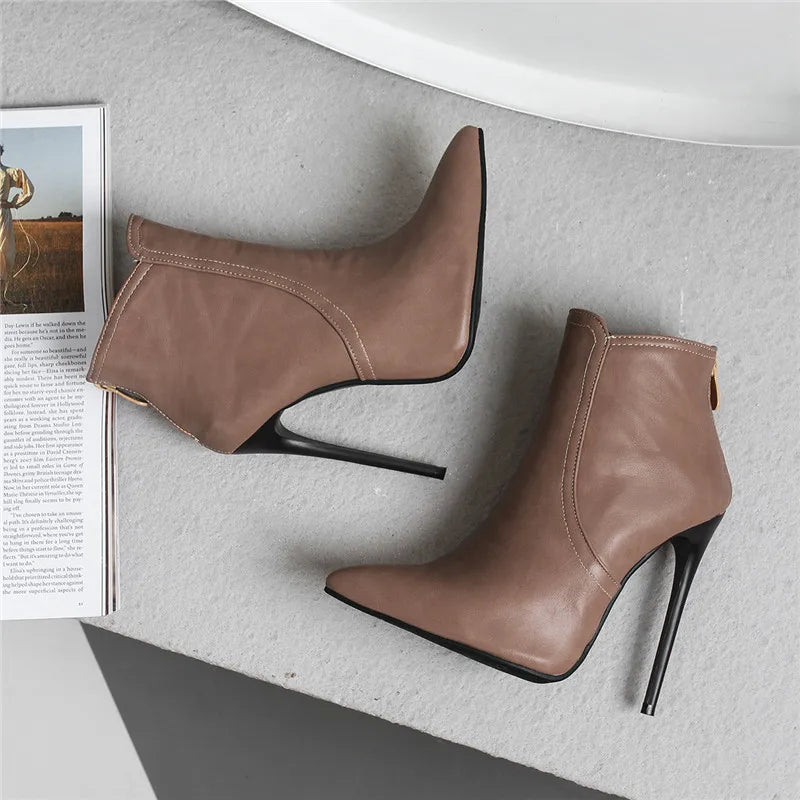 Be Mused - Black Women's high-heeled Ankle Boots Point Toe Sexy Short Boot