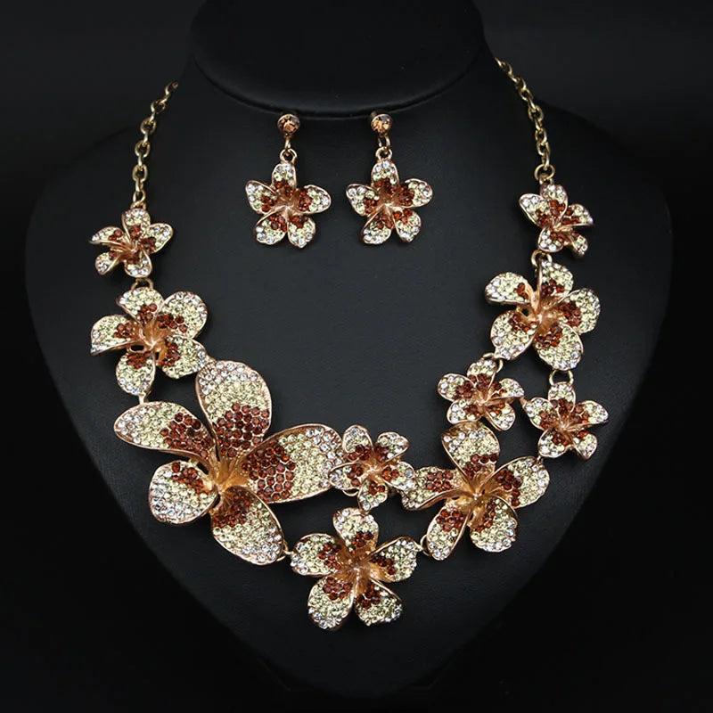Muse Essentials Luxury Full Crystal Flower Jewelry Set