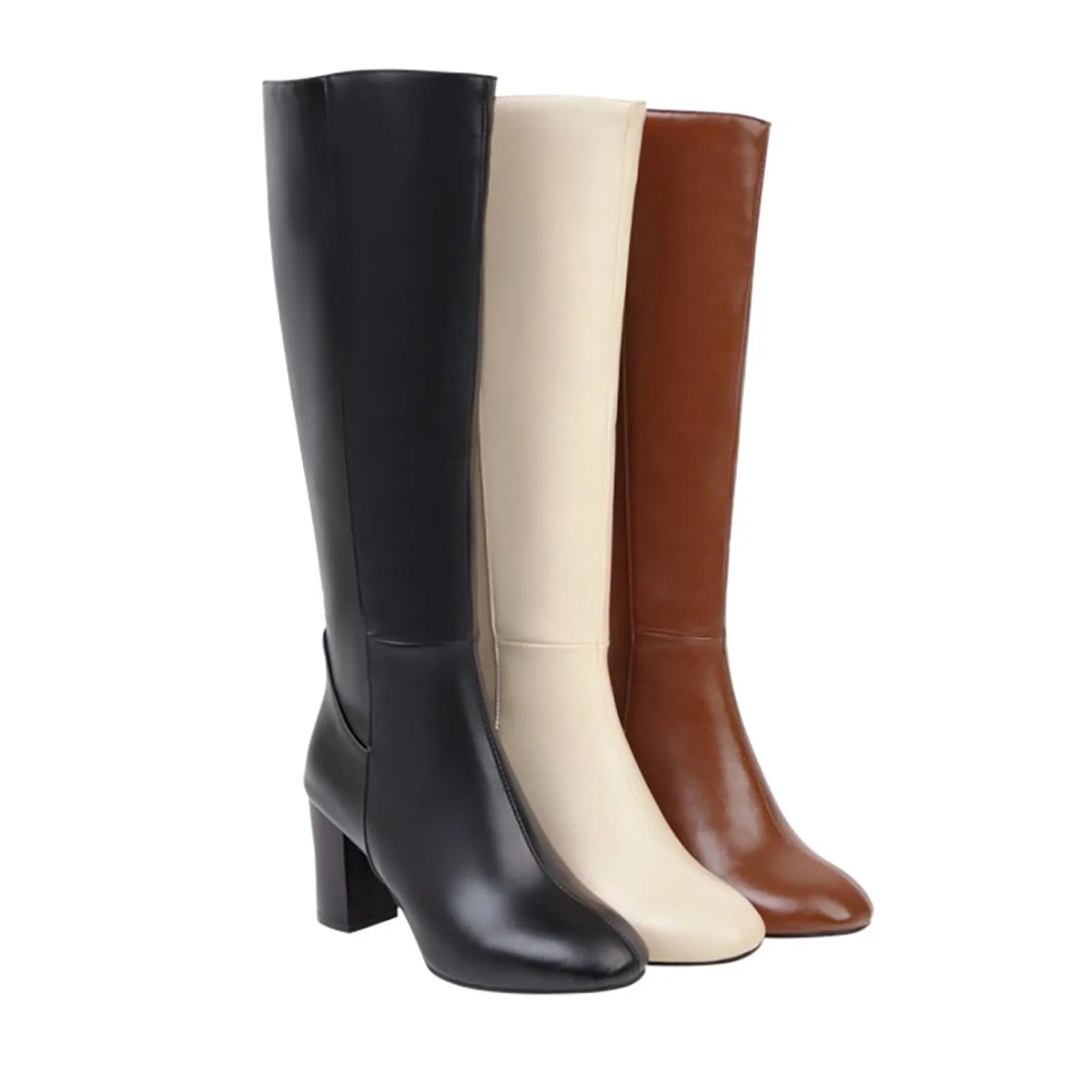 The Muse Step Edit Women's High Boots Fashion Soft Leather Back Zipper Long Boots