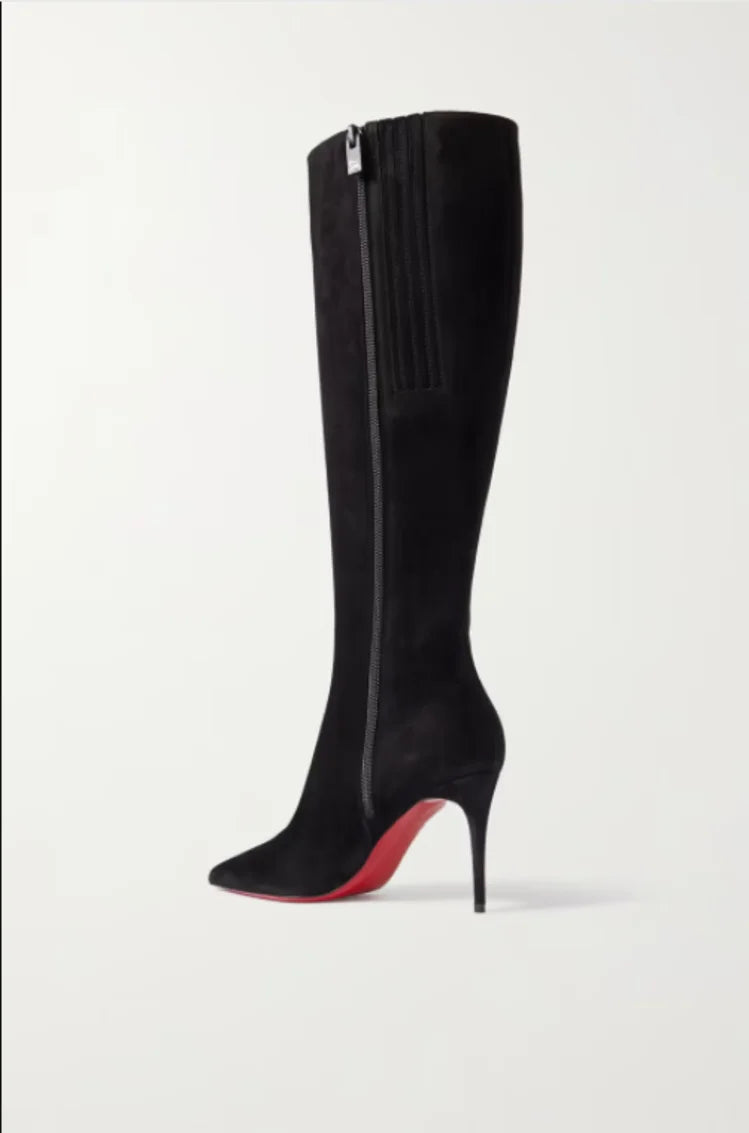 The Muse Edit New Classy High Heel Knee Fashion Pointed Side Zipper Fashion Women's Mid Top Boots