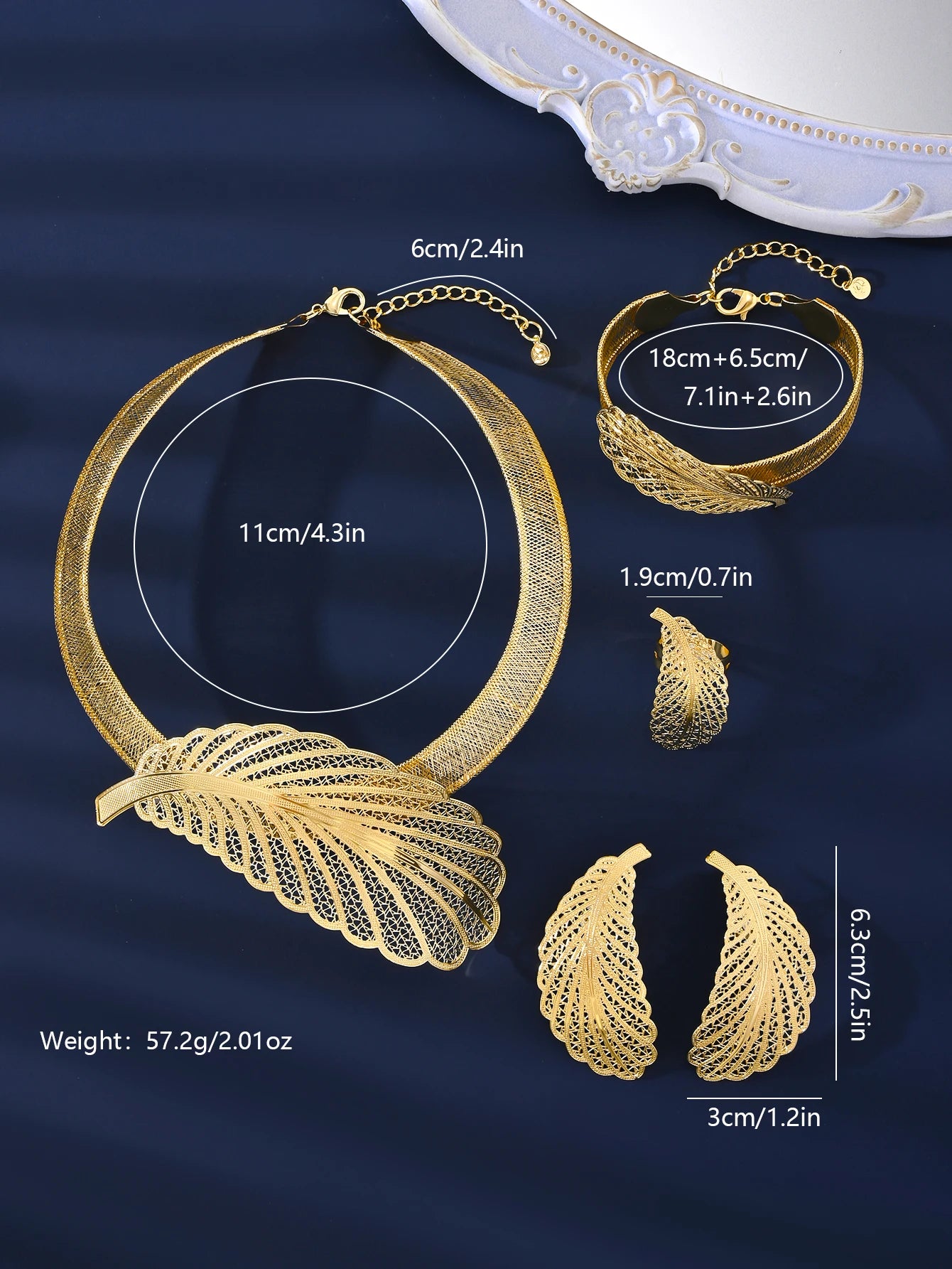 Muse Essentials 5pc Classy Leaf Set High Quality Luxury Jewelry Sets for Women