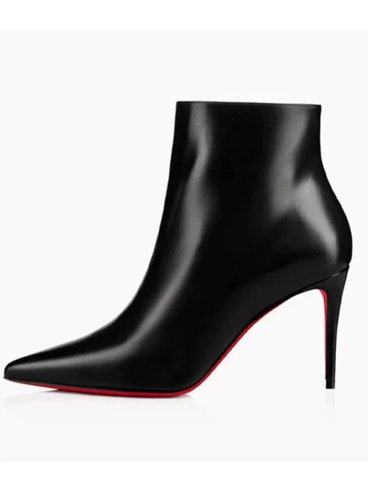 The Muse Edit New Classy High Heel Knee Fashion Pointed Side Zipper Fashion Women's Mid Top Boots